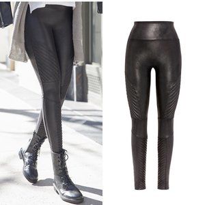 Spanx faux leather moto leggings- size: small inseam: regular